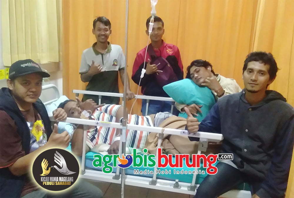 Perwakilan dari Kicau mania saat mengunjungi Mr Eddy di Rumah sakit