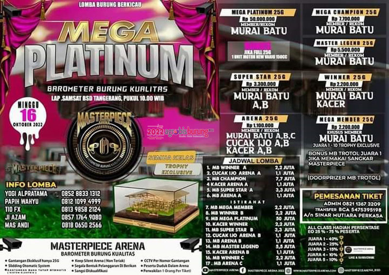 Tiket Utama Rp 50 Juta, Hadiahnya Satu Unitb Mobil New Pajero Di Mega Palatinum Masterpiece Arena, Minggu 16 Oktober 2022, Samsat BSD Tangerang 2(Brosur Lomba Mega Platinum) (1)