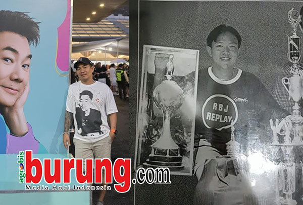 Hendry WAT (kanan) saat menerima piala bergilir 3 kali beruntun konkurs akhir tahun 90-an. Aliung Golsindo Jakarta (kiri).